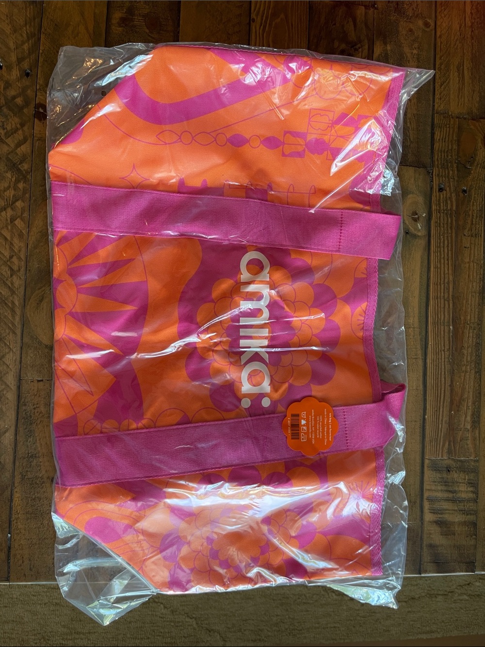 amika Orange and Pink Floral Logo Tote - Picture 7 of 7